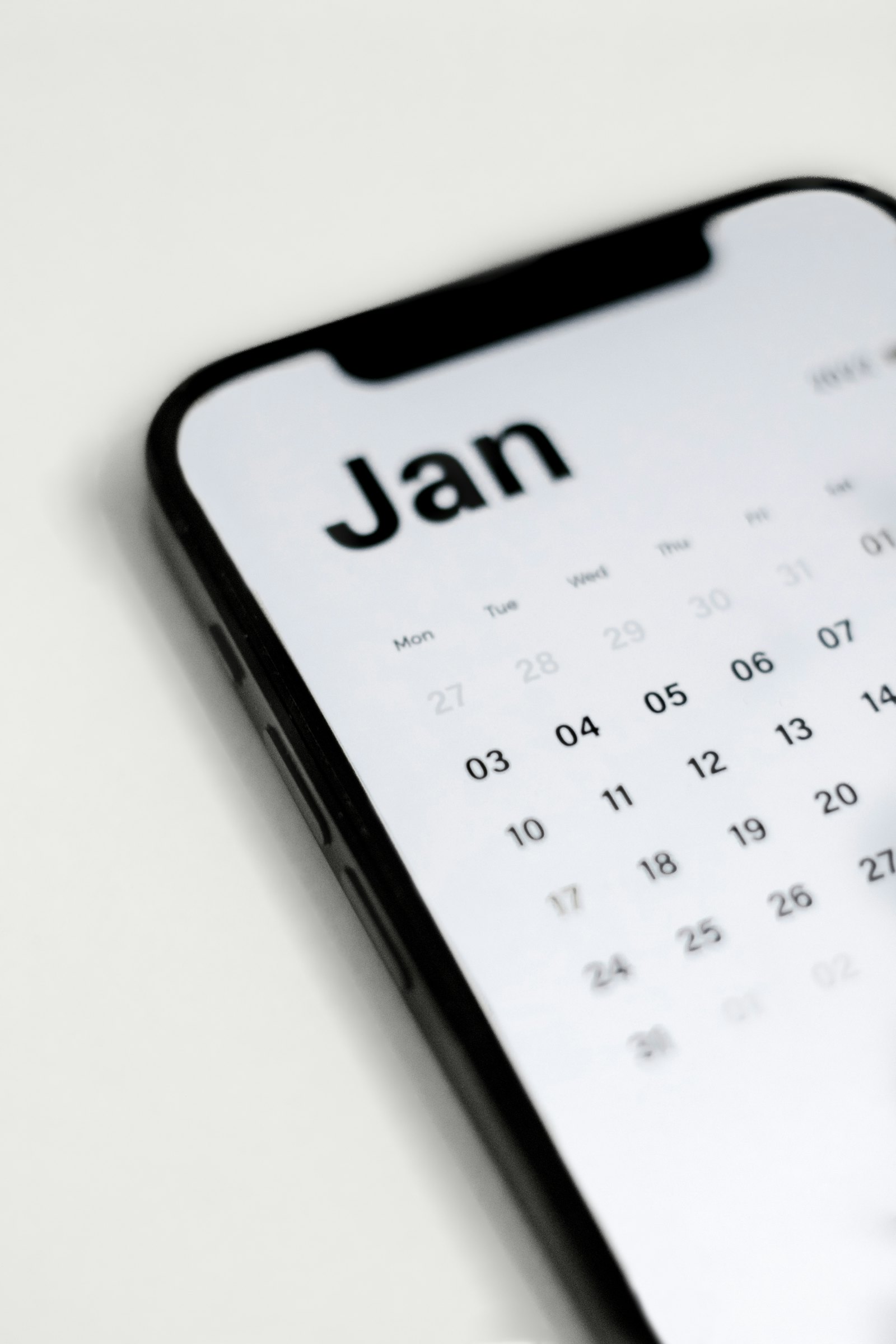 Calendrier affiché sur un smartphone